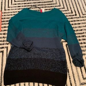 Lightly worn oversized sweater. Soft material, gradient black-teal color